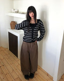 Jui Striped V-Neck Long-Sleeve Knit Cardigan