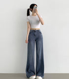 Span Hem Cutting Wide Bootcut Fit Denim Pants