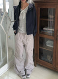 Buo Diagonal Cargo Pocket Cotton Bootcut Pants