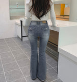 Back Pocket Slim-Fit Bootcut Span Denim Pants