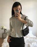 Bounce Stripe Slim Fit Cropped Long Sleeve Shirt