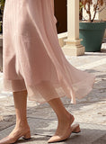 Rubian Short Sleeve See-Through Flare One Piece
