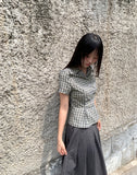Ascend Check Collar Pin Tuck Shirt