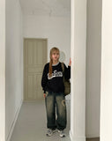 Penbo Heart Washing Wide Denim Pants