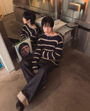 [LANARCH] Frayed Cable Stripe Sweater