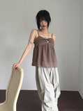 Bakin Nylon Cargo Two-Way Banding Long Wide Jogger Pants