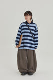 [BAONHAUS] Pinda Stripe Rugby Collar Long Sleeve Tee