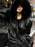 Pkanu Mix Leather Zip-Up + Black Fur