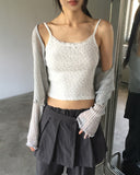Ate frill punching see-through cardigan