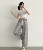 Stripe Banding Wide Pants