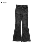 Lare washing denim bootcut pants