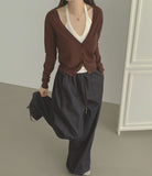 Soft Halterneck Sleeveless Fake Layered Point Knit Cardigan
