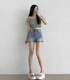 Lovely Hip Shoulder Ribbon Banding Off-shoulder Short Sleeve Blouse