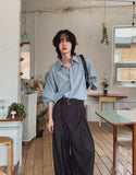 [LAN ARCHIVE] Big collar balloon linen shirt