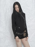 [mnem] Button Fur Hoodie Top