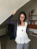 [BAONHAUS] Hironen Button Frill Layered Sleeveless
