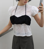 PUFF SLEEVE SHEER TEE