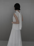 Raven Scarf Blouse Two-Piece Set