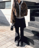 Dihi two-tone fur quilted hooded zip-up jumper