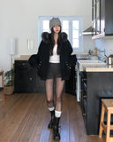 Cor Stud Trimming Fur Warmer Hood Zip-Up