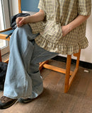 Kuhaka carpender washed light blue wide denim pants