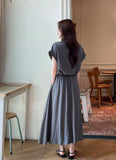 Ronda Layered Shirt Banding Skirt Set (Belt Set)