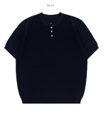 Viscose Henley Neck Short Sleeve Knit