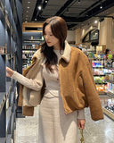 [Wool Lining] Momen Fur Collar Soft Suede Jumper