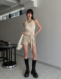 Mulit Side Shirring Strap Halter Sleeveless
