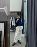 Breeze one-tuck cotton wide pants