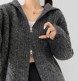 Cable Lulu Two-Way Loose Fit Knit Zip-Up