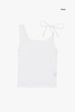 Unbalanced shoulder linen sleeveless top