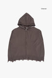 Worcester damage full zip-up knit hood zip-up