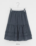 Betel Layered Check Midi Skirt