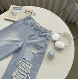 Light Blue Loose Hip Fit Wide Denim Pants