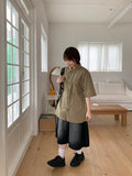 [Unisex] Gelgo Pintuck Washing Denim Bermuda Pants