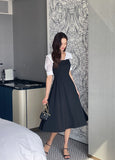 Jerin Color Matching Collar Flare One Piece