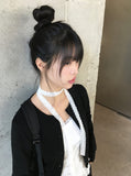 Beren Frill Lace Short Sleeve T Scarf Set