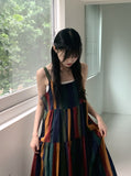 Horner Hippie Bohemian Striped Sleeveless Long One Piece