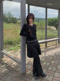 Inkku Midi Pleated Eyelet Skirt Pants