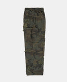 Camo distressed cargo string banding pants
