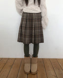 Siha Pleated Midi Check Skirt