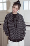 Cat Stripe Hood Knit Zip-Up
