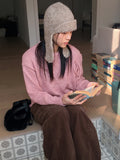 Shabu Eyelet Slit Ribbon Strap Long Sleeve Knit