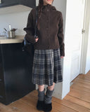 Kuan Hood High Neck Button Knit Cardigan