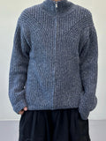 Central Rope High-Neck Knit Zip-Up