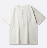 Round Henley Neck Short Sleeve T-shirts