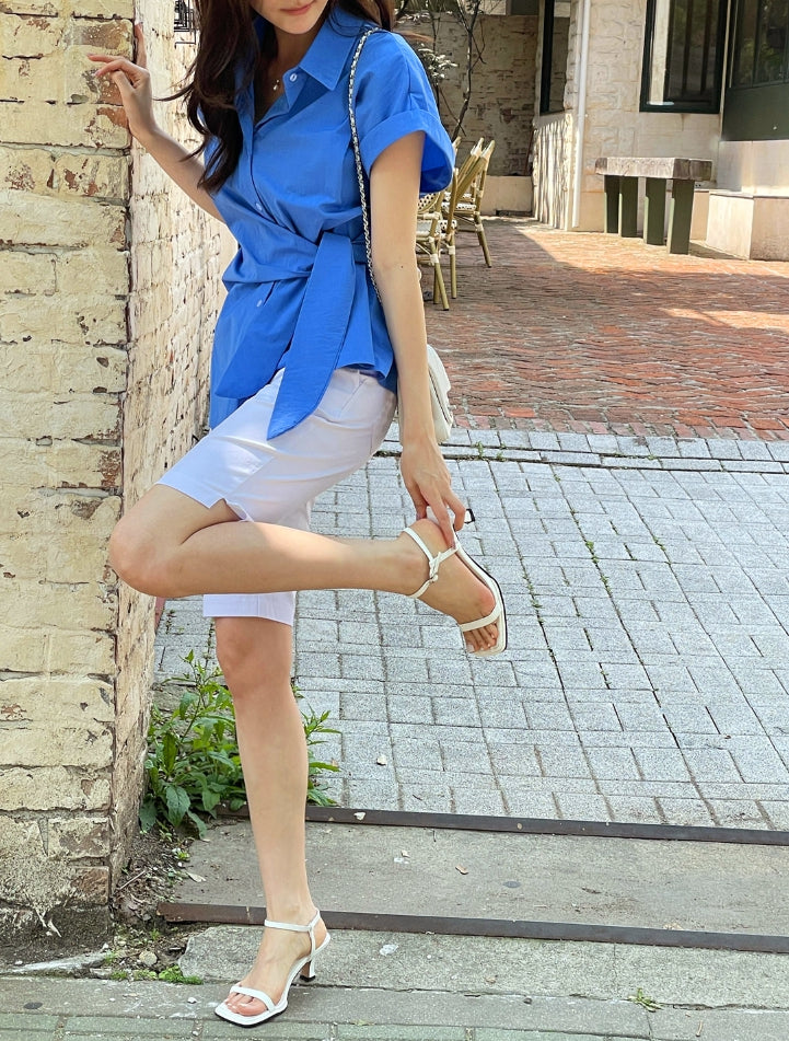 【I AM MARI】Capri Cotton Biker Half Slit Pants I AM MARI (アイアムマリ) - カプリコットンバイカー5分丈