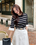 Ilon Layered Ribbon Stripe Three Quarter Knit