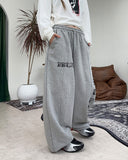 Bello Crack Lettering Wide Pants